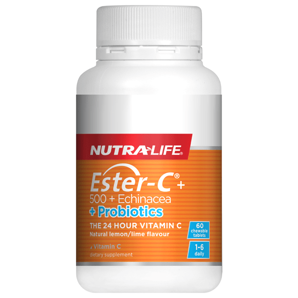 Nutralife Ester-C 500mg + Echinacea + Probiotics 60 Chewables