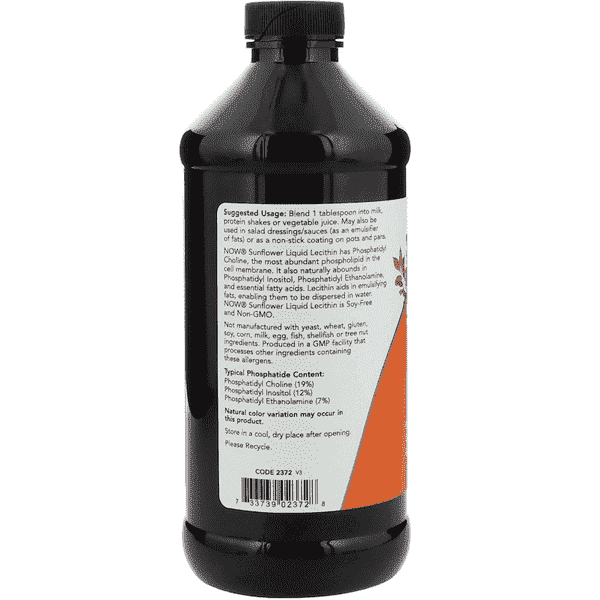 Now Foods Sunflower Liquid Lecithin 473ml