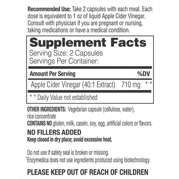 Enzymedica Apple Cider Vinegar 60 Caps