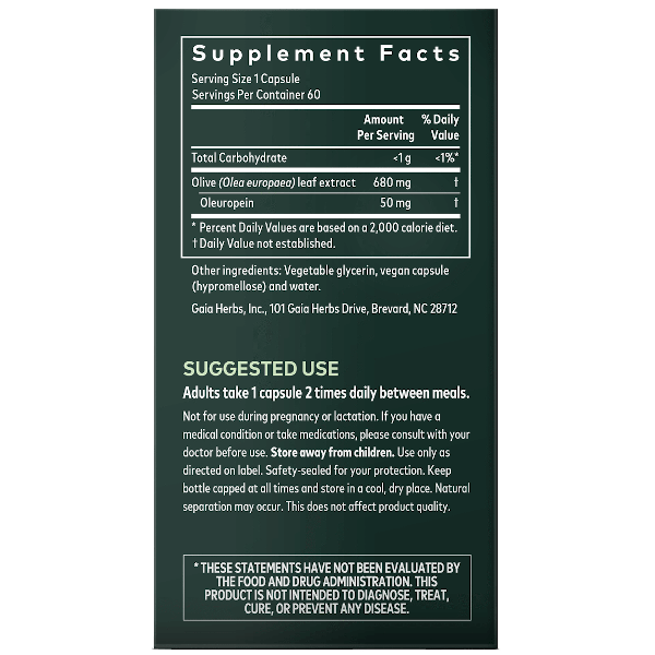 Gaia Herbs Olive Leaf 60 Caps