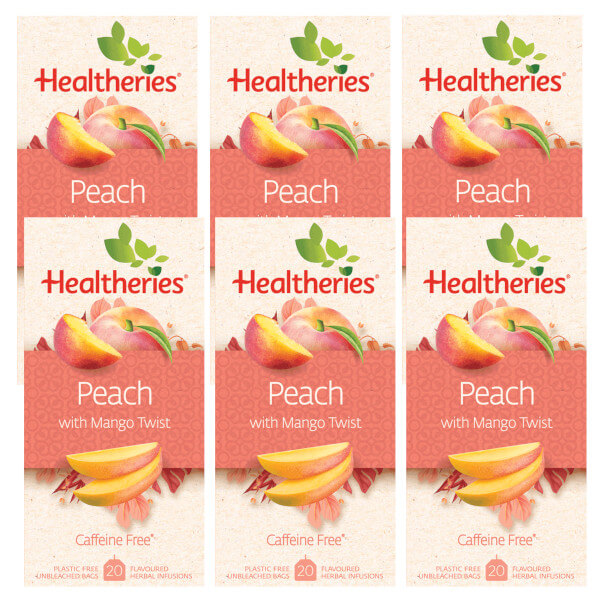 Healtheries Peach with Mango Twist Tea 20 Bags x6 (6x Packages)