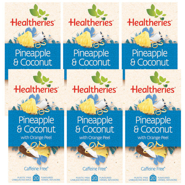 Healtheries Pineapple & Coconut Tea with Orange Peel 20 Bags x6 (6x Packages)