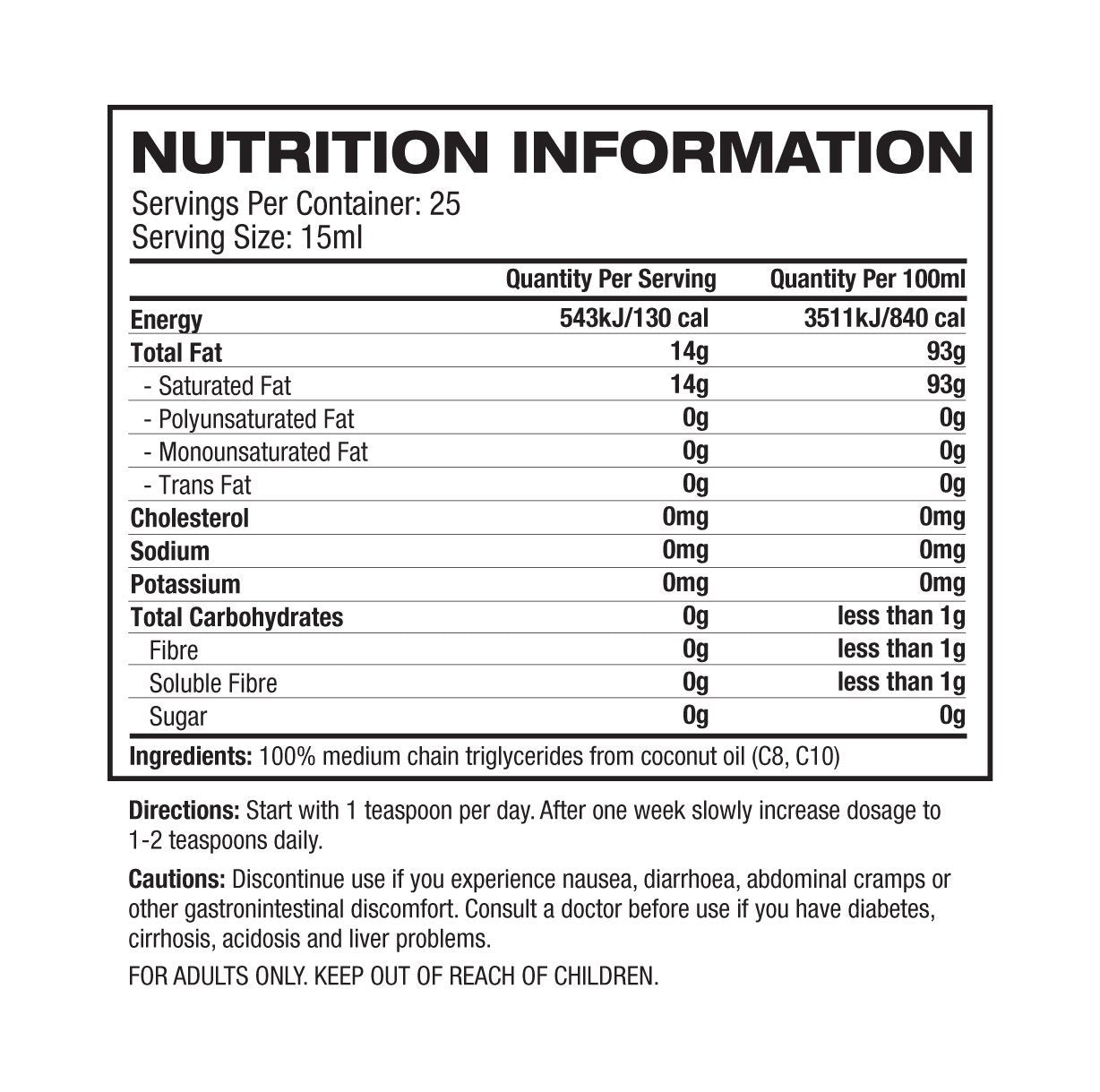Melrose MCT Oil Original 500ml