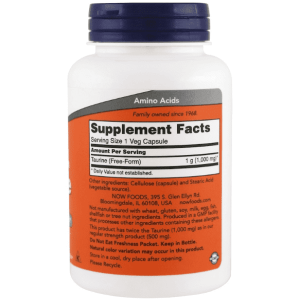 Now Foods Double Strength Taurine 1000mg 100 Veg Caps