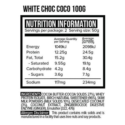 Vitawerx White Choc Bar 100g Box of 12