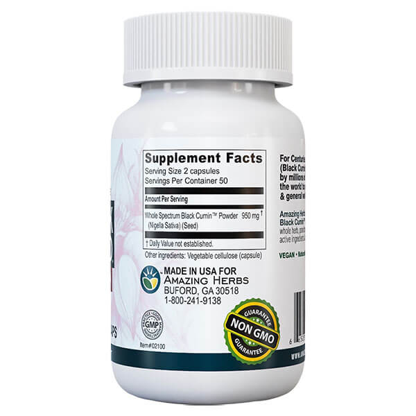 Amazing Herbs Black Seed Original Plain 100 Caps