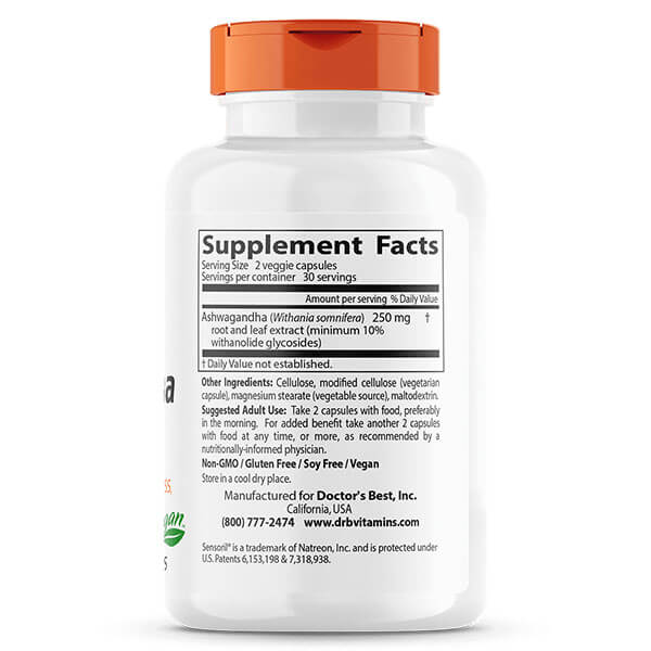 Doctor's Best Ashwagandha 125mg 60 Veggie Capsules