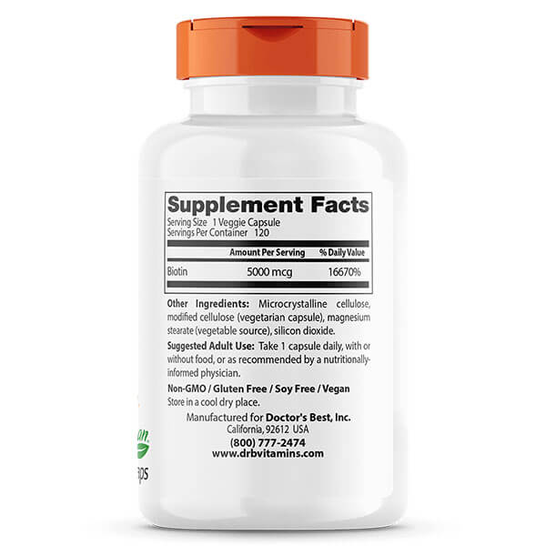 Doctor's Best Biotin 5000mcg 120 Vegecaps