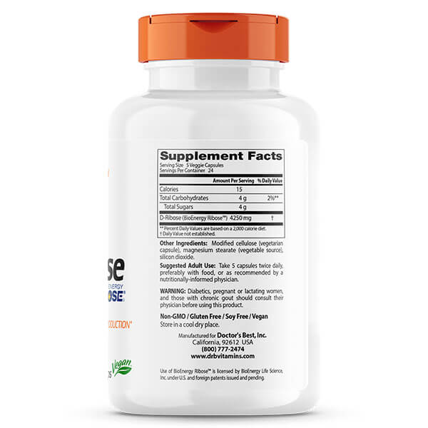 Doctor's Best D-Ribose 120 Veggie Caps