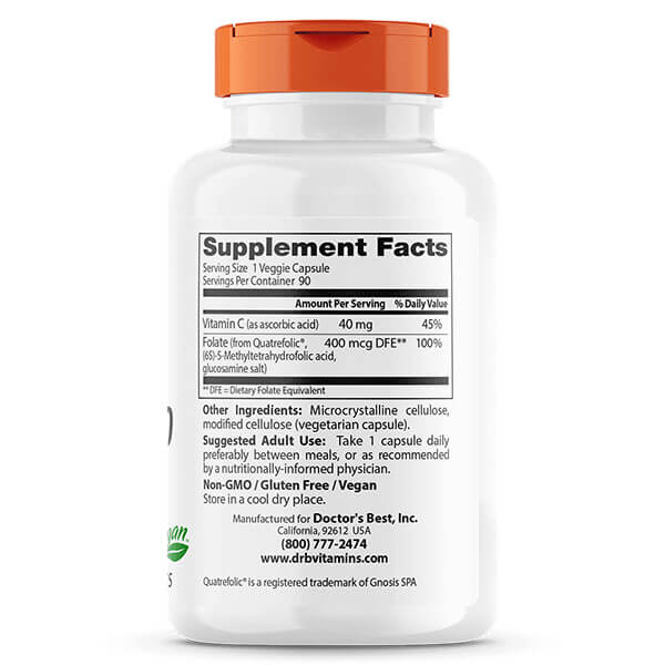 Doctor's Best Fully Active Folate 400mcg 90 Caps ( Fully Active Folate with Quatrefolic® (400mcg DFE) )