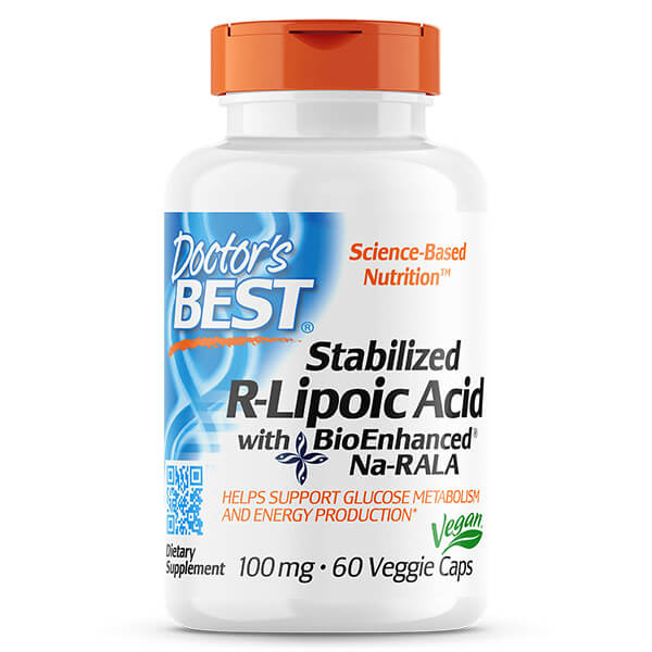 Doctor's Best Stabilized R-Lipoic Acid with Na-RALA 100mg 60 Veggie Caps