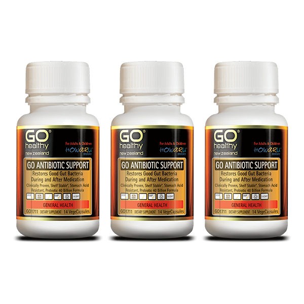 Go Healthy Go Antibiotic Support 14 Veggie Caps x3 (3x Bottles)