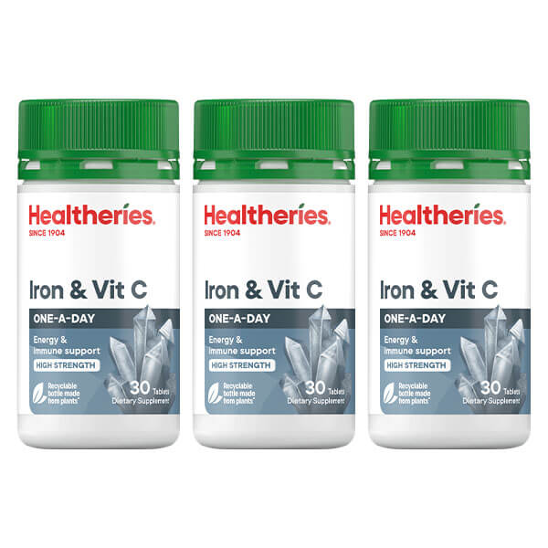 Healtheries Iron & Vitamin C 30 Tablets x3 (3x Bottles)