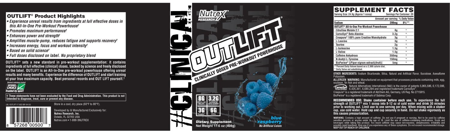 Nutrex Outlift Pre-Workout 20 Serves