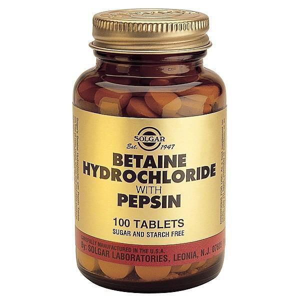 Solgar Betaine Hydrochloride with Pepsin 100 Tabs